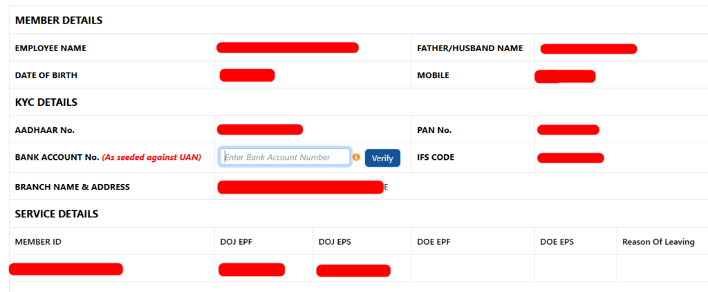 Claim Bank Account No